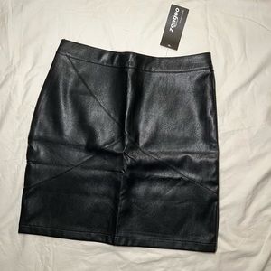 Amazon Black Faux Leather Mini Pencil Skirt